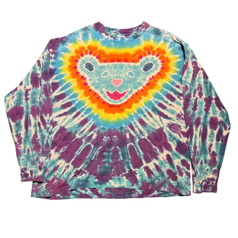 Vintage 90s Grateful Dead Dancing Bear Tie Dye Long Sleeve Shirt XXL USA